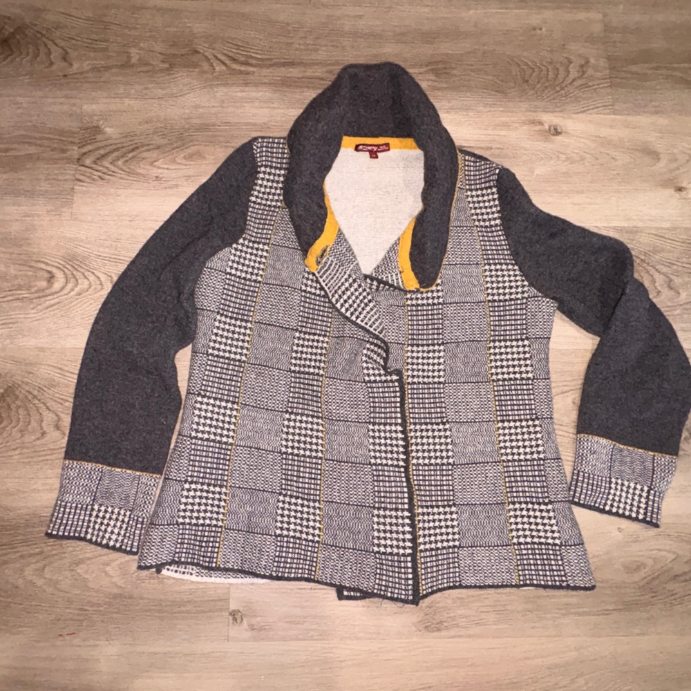 Betty Betty Gray and Yellow Plaid Women's Jacket wool blend M Made in italy